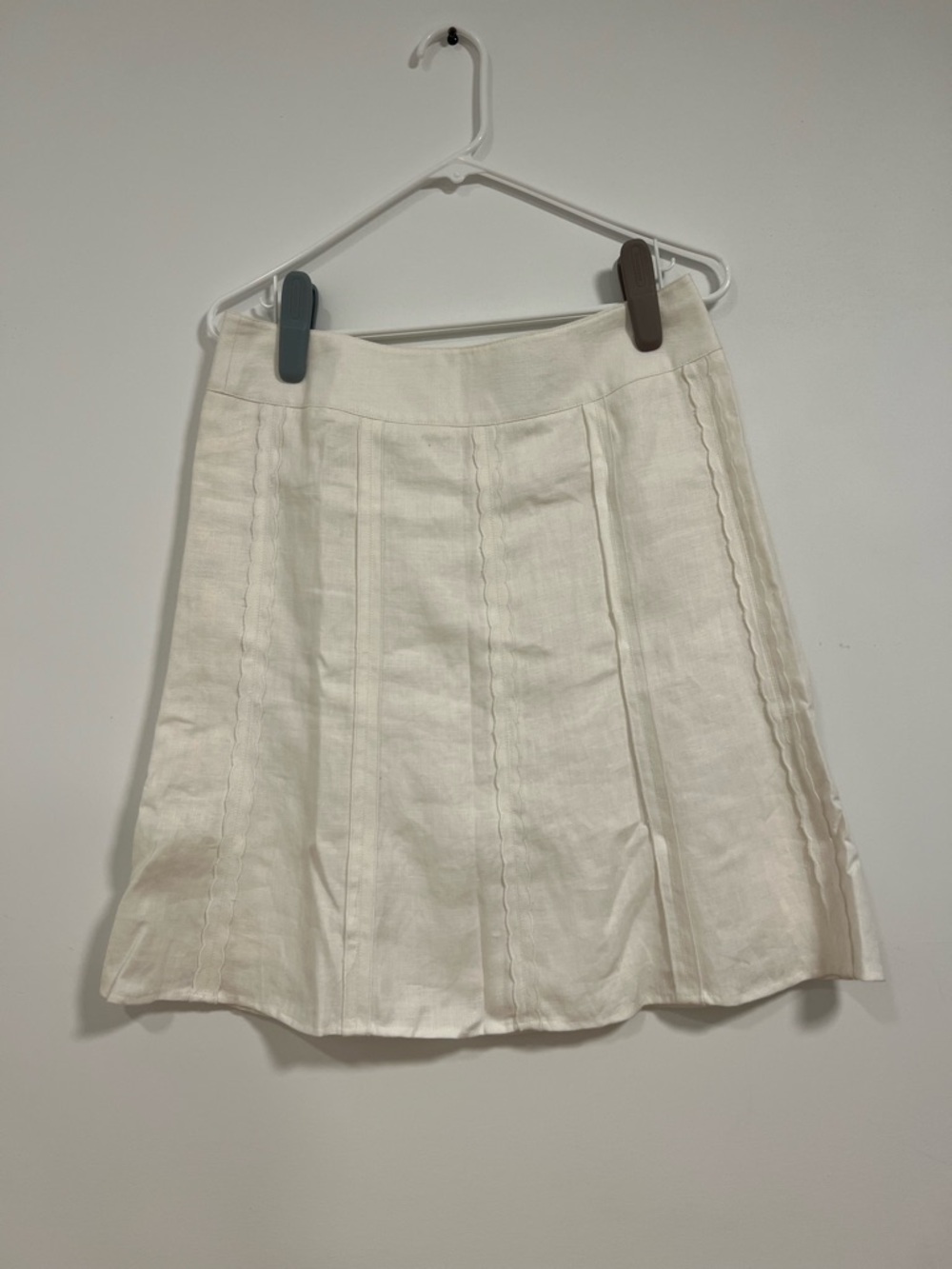 Ann Taylor Cream A-Line Linen-Blend Skirt